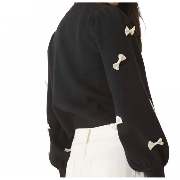 NEW NEVER FULLY DRESSED sophia bow cardigan in black - Picture 3 of 5